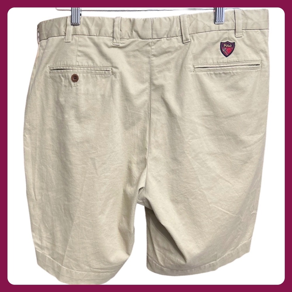 Vintage Polo Golf‎ Ralph Lauren Men's Khaki Cotton Twill Stretch Shorts Size 38